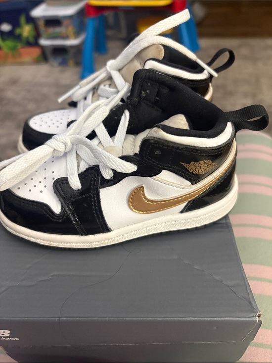 Jordan Other - Jordan Kids Black, White & Gold High-Top Sneakers